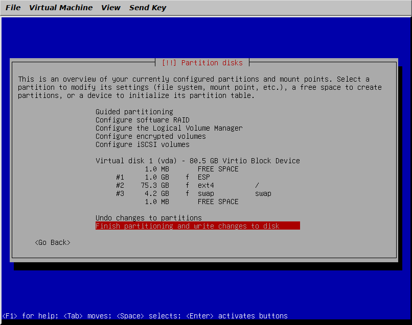 Finish Partitioning.